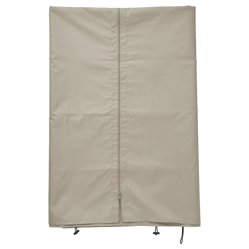 HIMMELSÖ cream-colored privacy curtain, rectangular with zip and ties, made from 100% recycled polyester.
