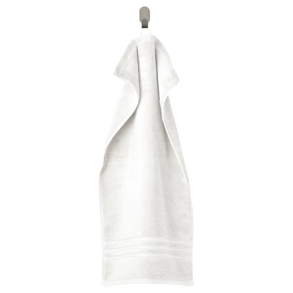 BROKGLIM towel, white, organic cotton, rectangular with woven border.