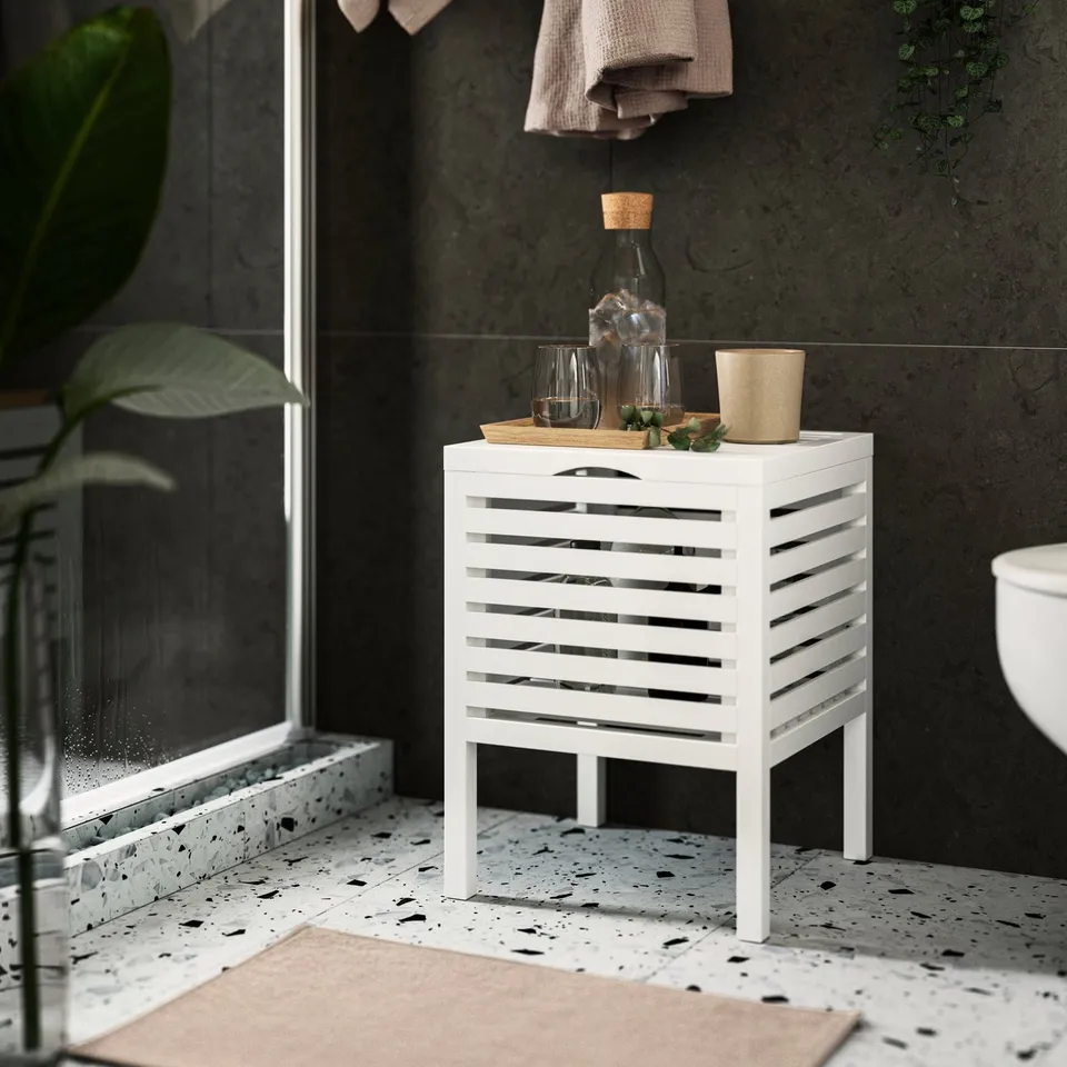MUSKAN Storage stool, white, 50 cm