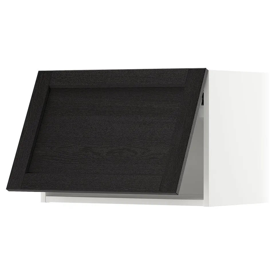 METOD kitchen cabinet with black stained lerhyttan door. Square design with bevelled edges.