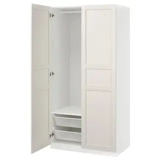 PAX / FLISBERGET wardrobe combination, white/off-white, 100x60x201 cm