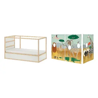 KURA set: reversible bed + bed curtain
