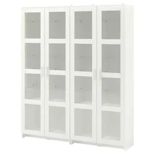 BRIMNES storage combination w glass doors, white, 160x35x190 cm