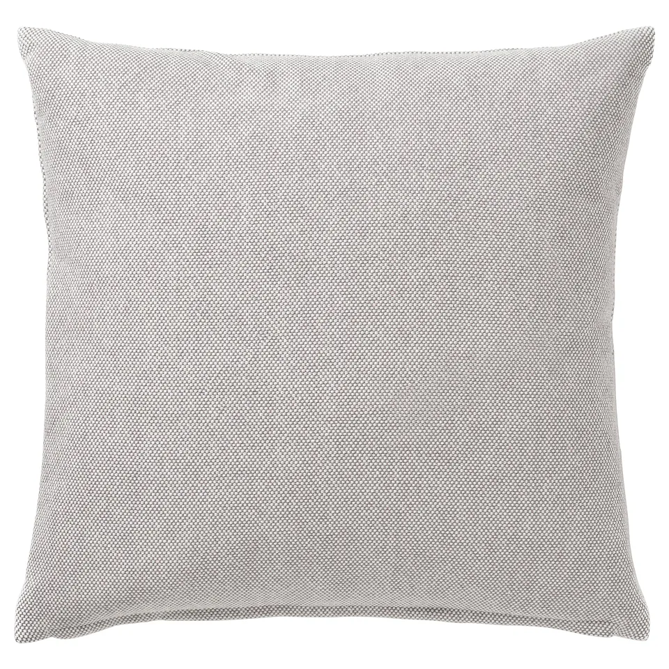 SANDTRAV cushion, grey/white, textured cotton, square shape, simple design, feather-filled.