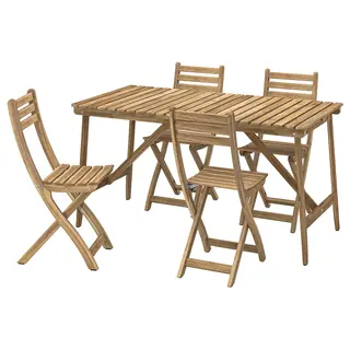 ASKHOLMEN table+4 folding chairs, outdoor, acacia, Length 143 x Width 75 cm
