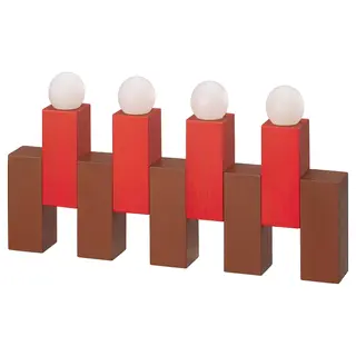 STRÅLA LED table decoration, battery-operated/wooden block red, Width 270 x Height 135 mm