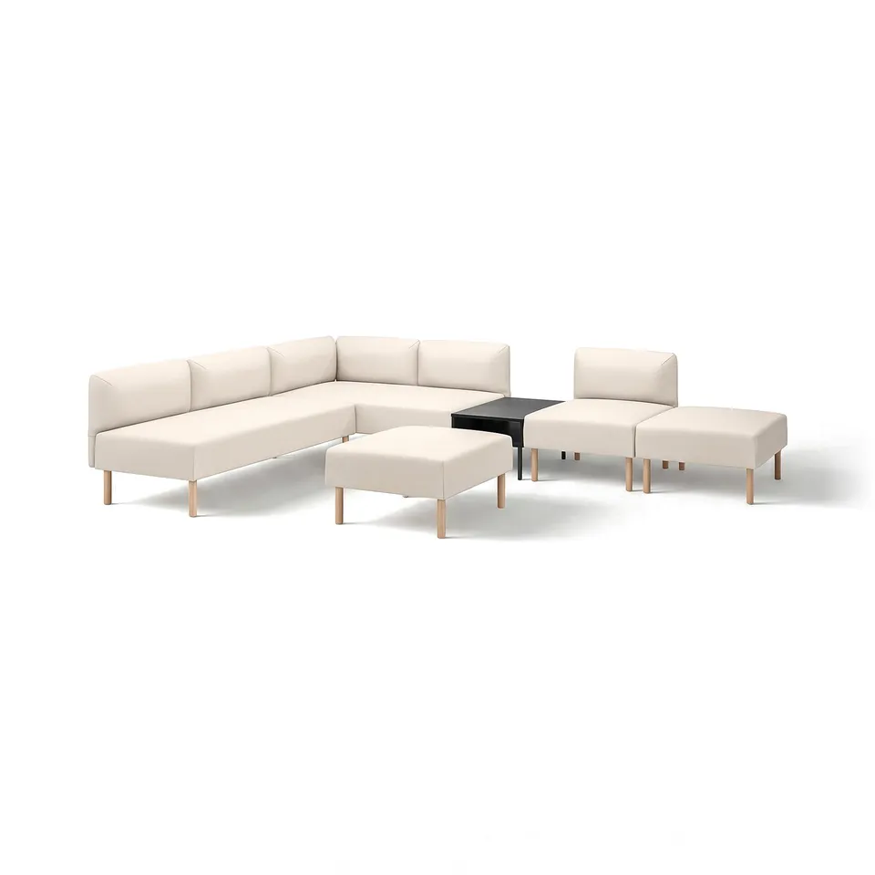 LILLEHEM modular sofa: beige, minimalist, light wood legs, u-shaped, modern design.