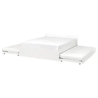 VIHALS bed frame with 2 trundle beds, white/Luröy, 180x200 cm