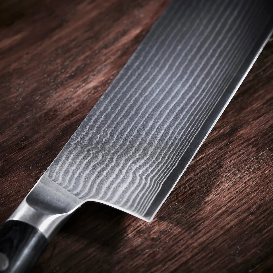 FJÄLLRÖDING Nakiri knife, damascus steel/black, 18 cm