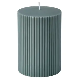 SNÖSISKA unscented pillar candle, dark grey-green, 10 cm