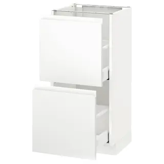 METOD base cabinet with 2 drawers, white Maximera/Voxtorp matt white, 40x37x80 cm
