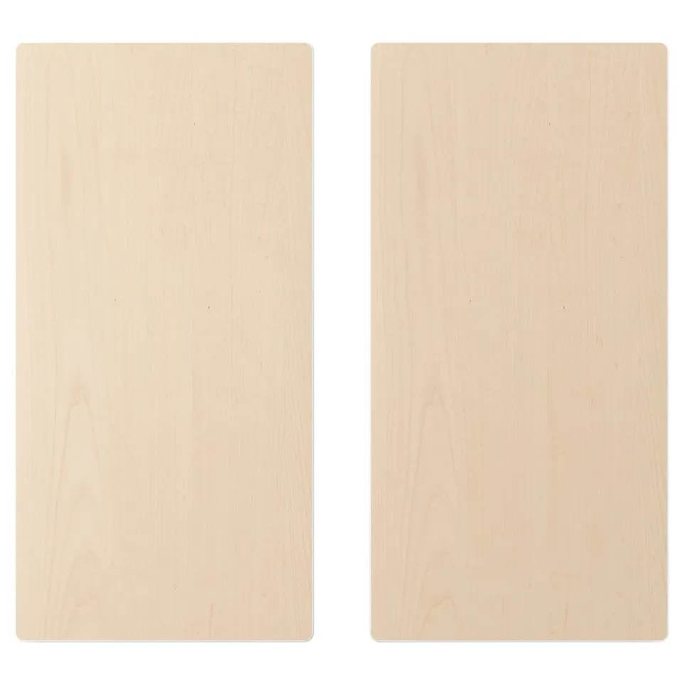Two light-colored wooden panels, rectangular shape, smooth texture, birch veneer.