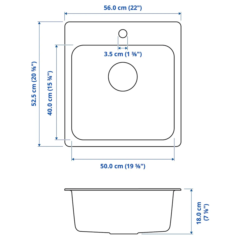 Illustration with measurements for the product: LÅNGUDDEN.