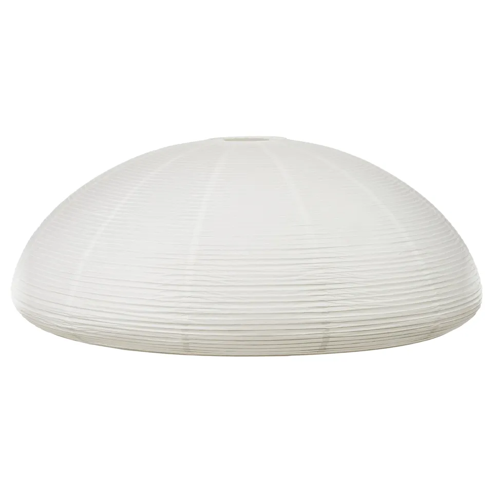 IKEA rice paper lamp ps 2026, white, round, dome-shaped with ribs.