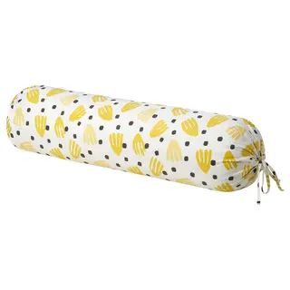 BRUKSVARA bolster case, yellow/white, 38x110 cm