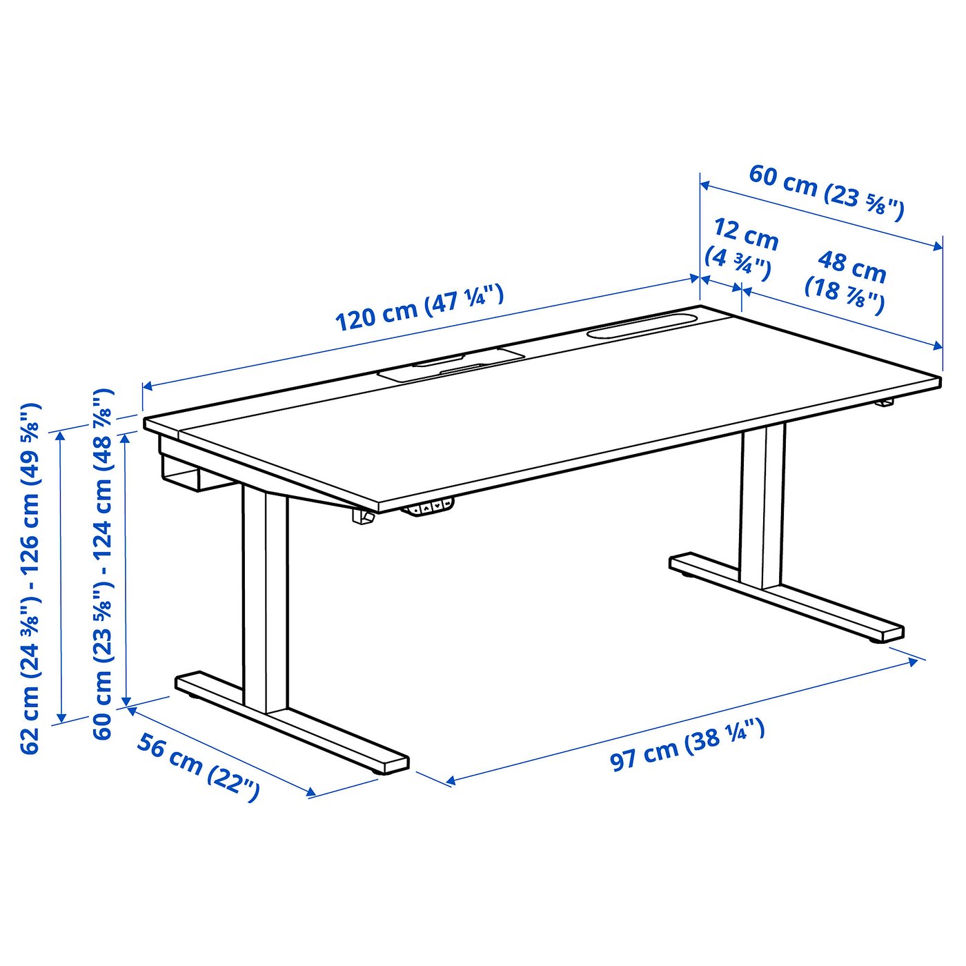 Illustration with measurements for the product: MITTZON.
