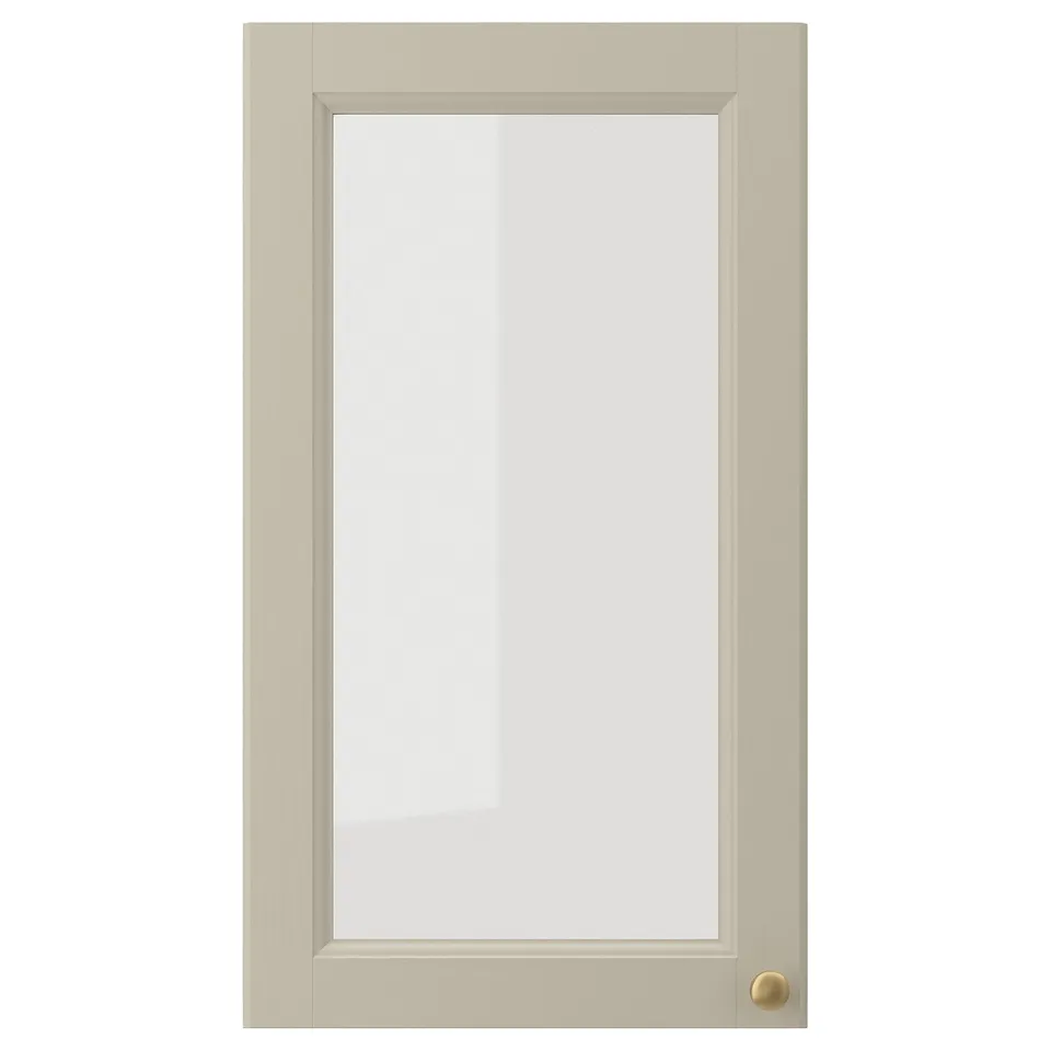 GULDDRAGARE Glass door, beige/clear glass, 38x67 cm