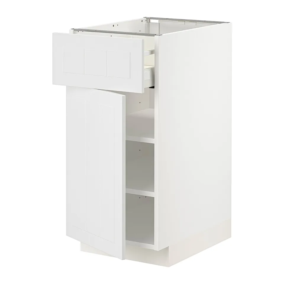 METOD white kitchen cabinet with drawer, modern design.