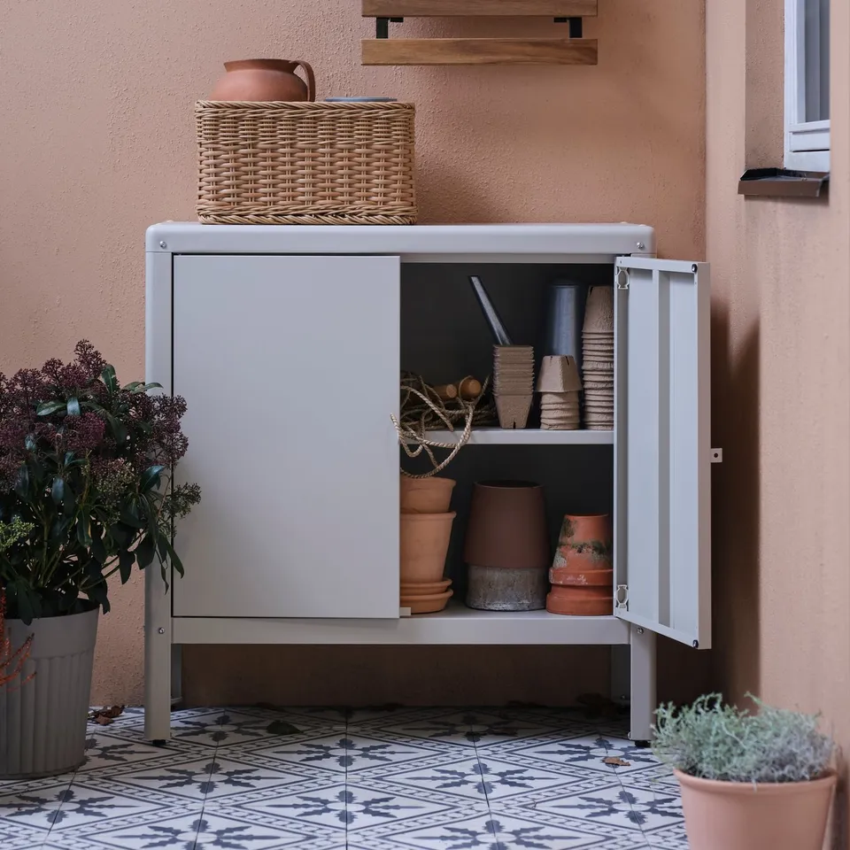 KOLBJÖRN Cabinet in/outdoor, beige, 80x81 cm