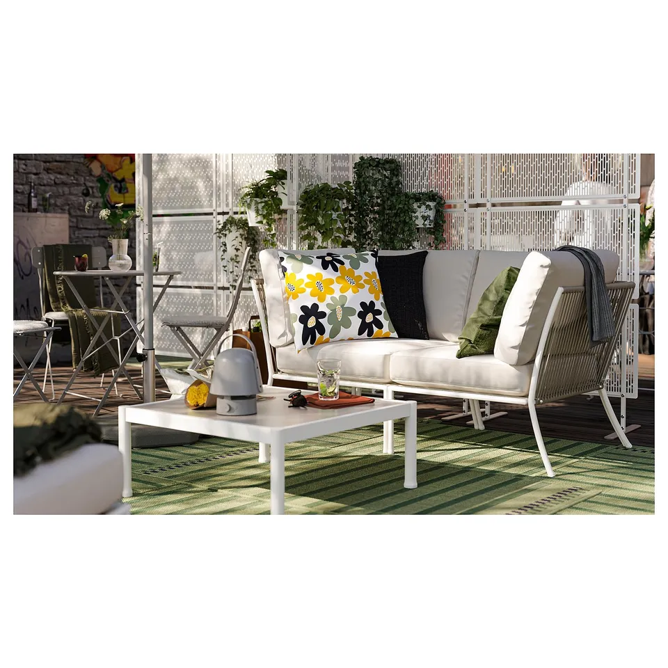 SEGERÖN Coffee table, outdoor, white/beige, 73x73 cm