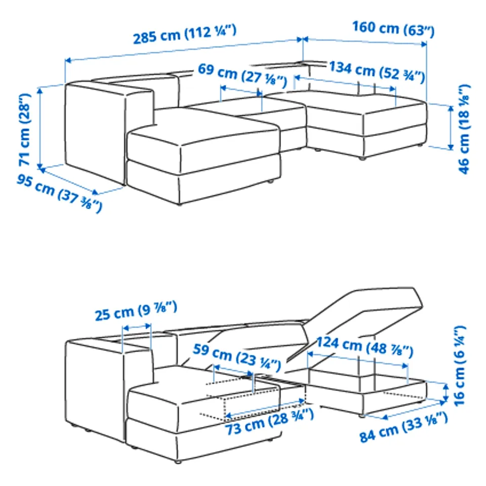 Illustration with measurements for the product: JÄTTEBO.