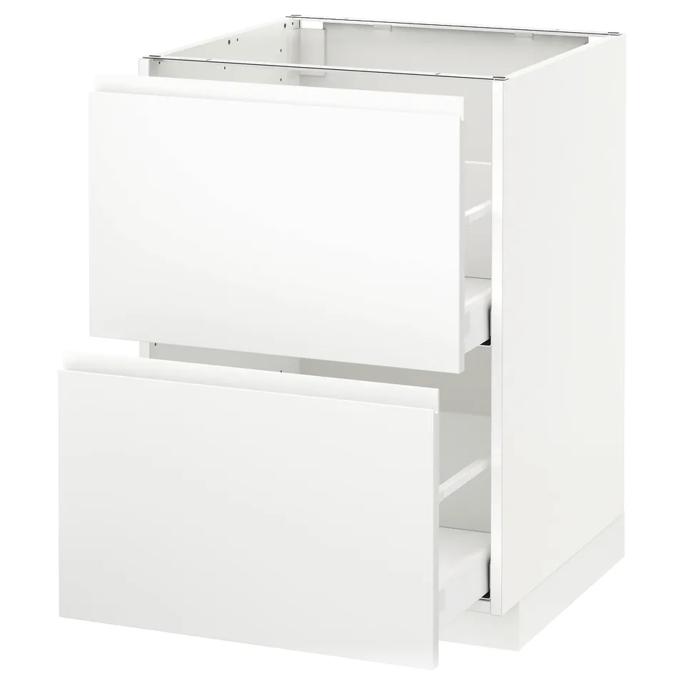 METOD kitchen cabinet, white, modern, 2 drawers, clean look, sturdy.