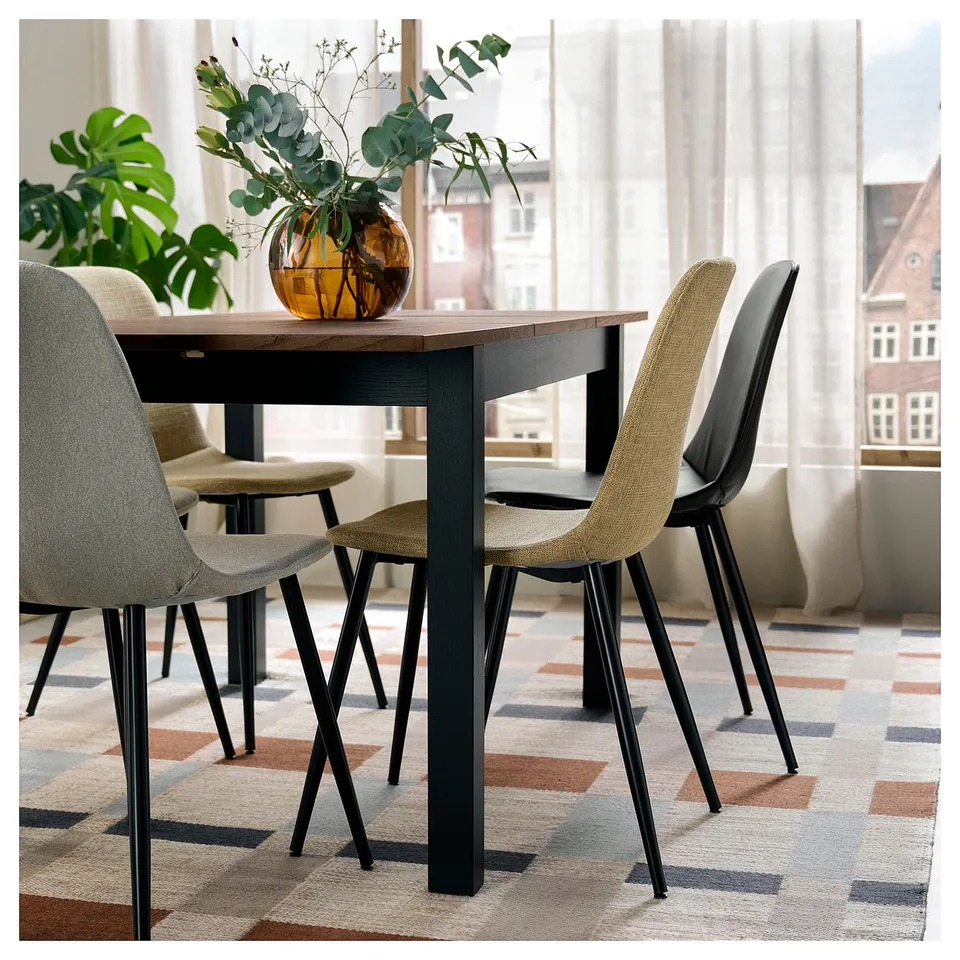 NORDMANSSKÄR Chair, black/Letafors yellow-beige