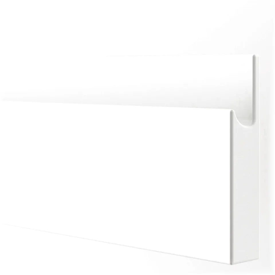 Sleek, white VOXTORP cabinet with minimalist, integrated handle, showcasing modern design and smooth finish.