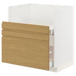 METOD / MAXIMERA base cab f TALLSJÖN sink, white/Voxtorp oak effect, 80x60 cm