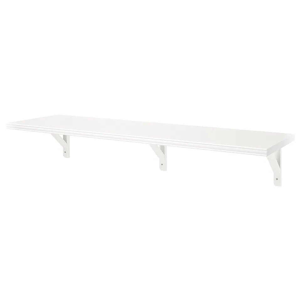 BERGSHULT: white wall shelf, rectangular, simple design. Made of particleboard and solid wood.