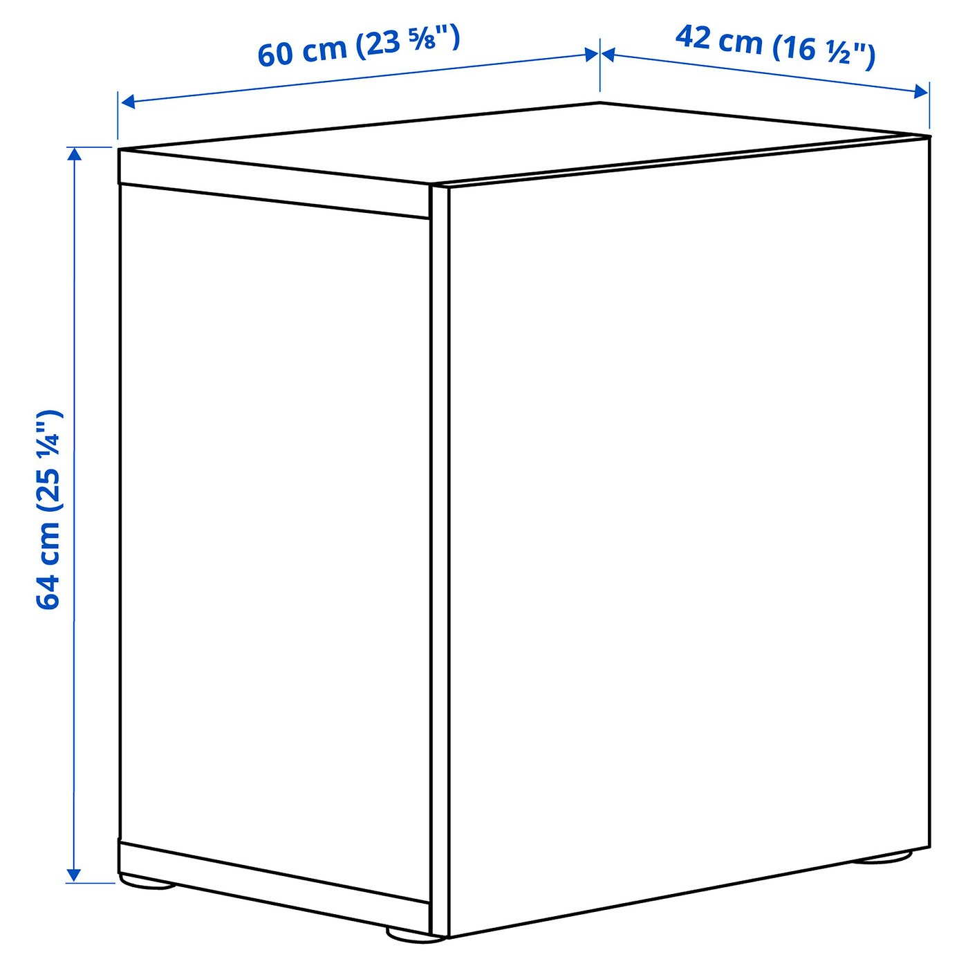 Illustration with measurements for the product: BESTÅ.