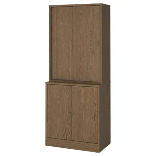 TONSTAD storage combination w sliding doors, brown stained oak veneer, 82x47x201 cm