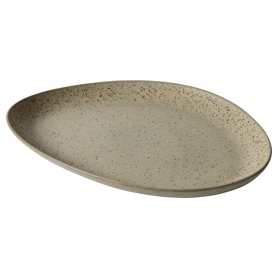 GRÅRÄV Serving plate, green-grey, 38 cm