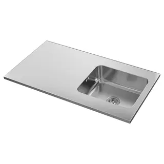 OLOFSJÖN worktop with 1 integrated sink, stainless steel, Length 120 cm