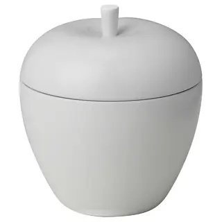 VINTERFINT scented candle in metal tin, apple-shaped/Vanilla white, Height 9 cm