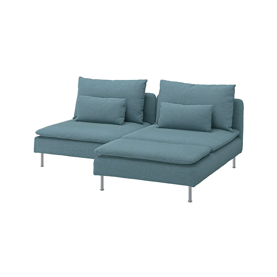 SÖDERHAMN 2-seat sofa with chaise longue, Fridtuna dark grey-blue
