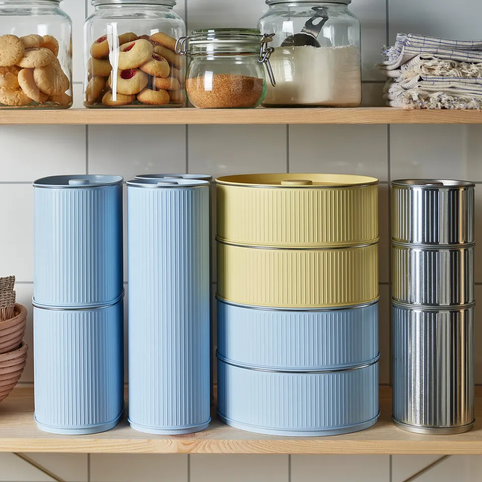 BETTHAJ Tin with lid, for coffee/tea/silver-colour, 1.3 l