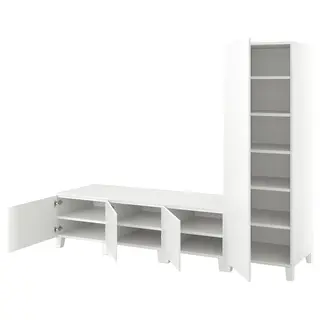 PLATSA wardrobe with 4 doors, white/Fonnes white, 240x57x191 cm