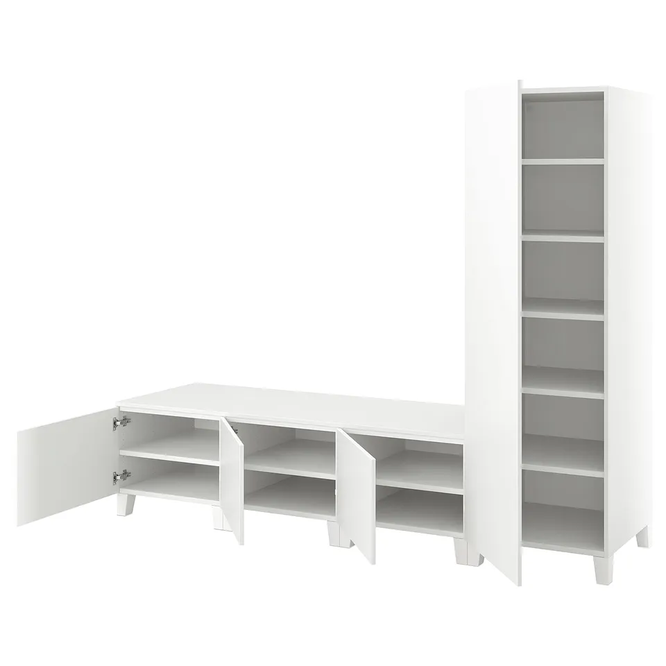 PLATSA Wardrobe with 4 doors, white/Fonnes white, 240x57x191 cm