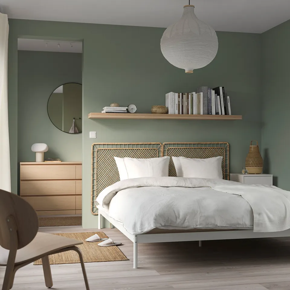part: VEVELSTAD bed frame with 2 headboards