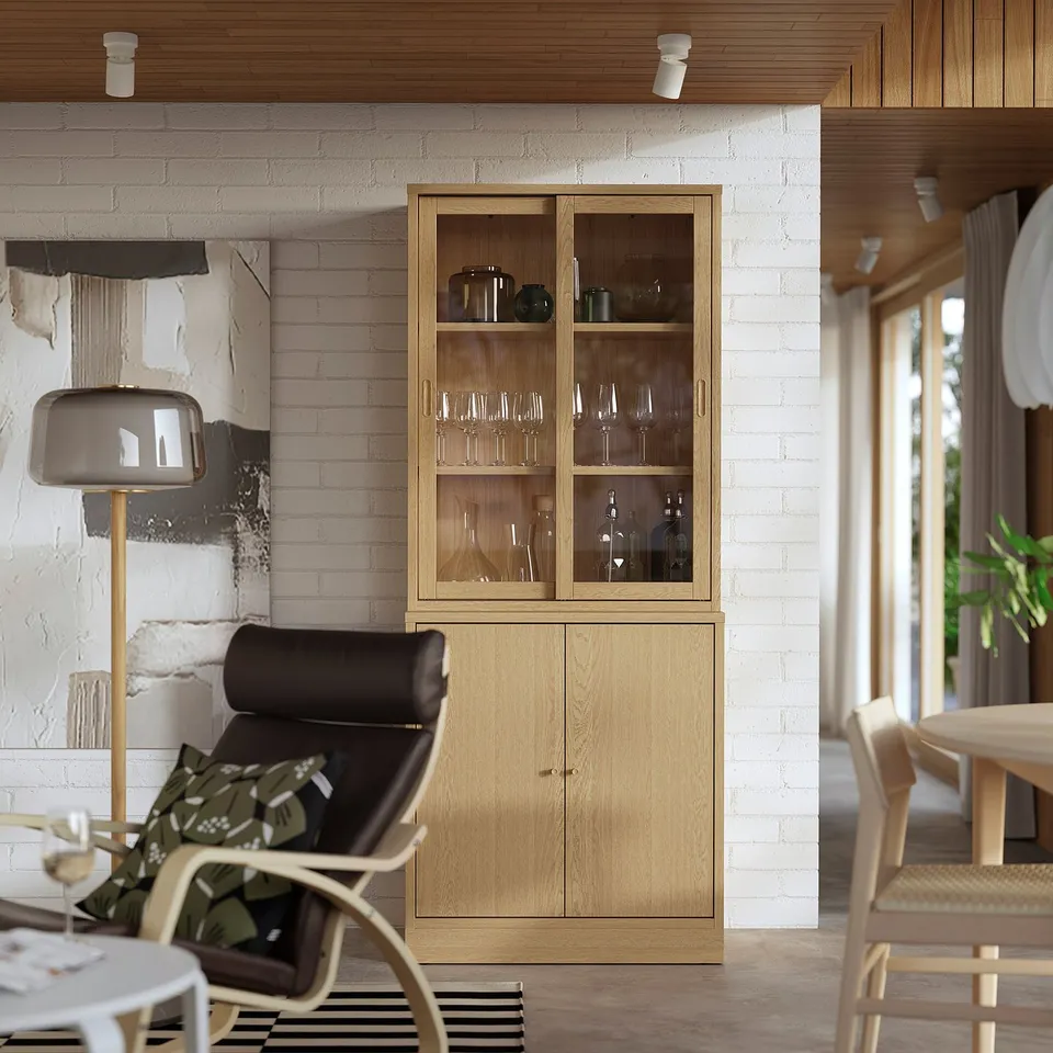 TONSTAD light wood cabinet: glassware, storage