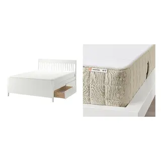 IDANÄS/MAUSUND Bed with 20cm thick mattress, latex, natural materials,5 comfort zones, medium firm