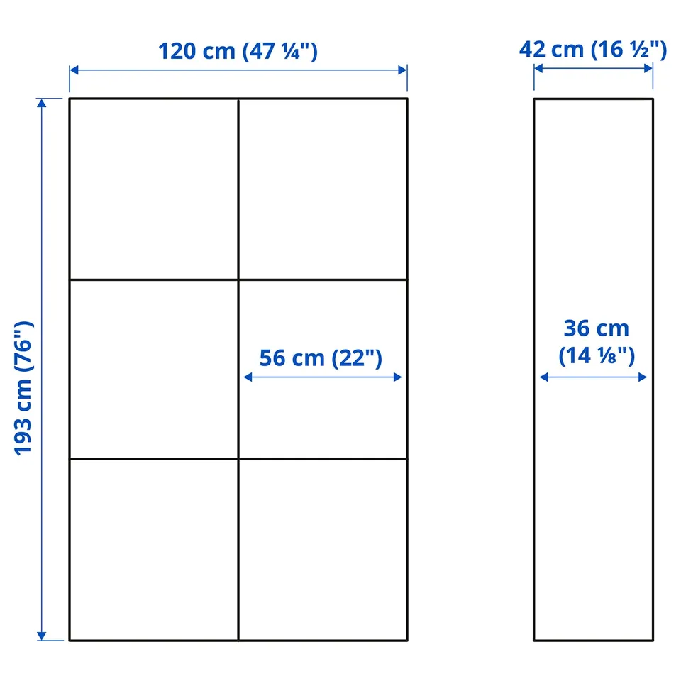 Illustration with measurements for the product: BESTÅ.