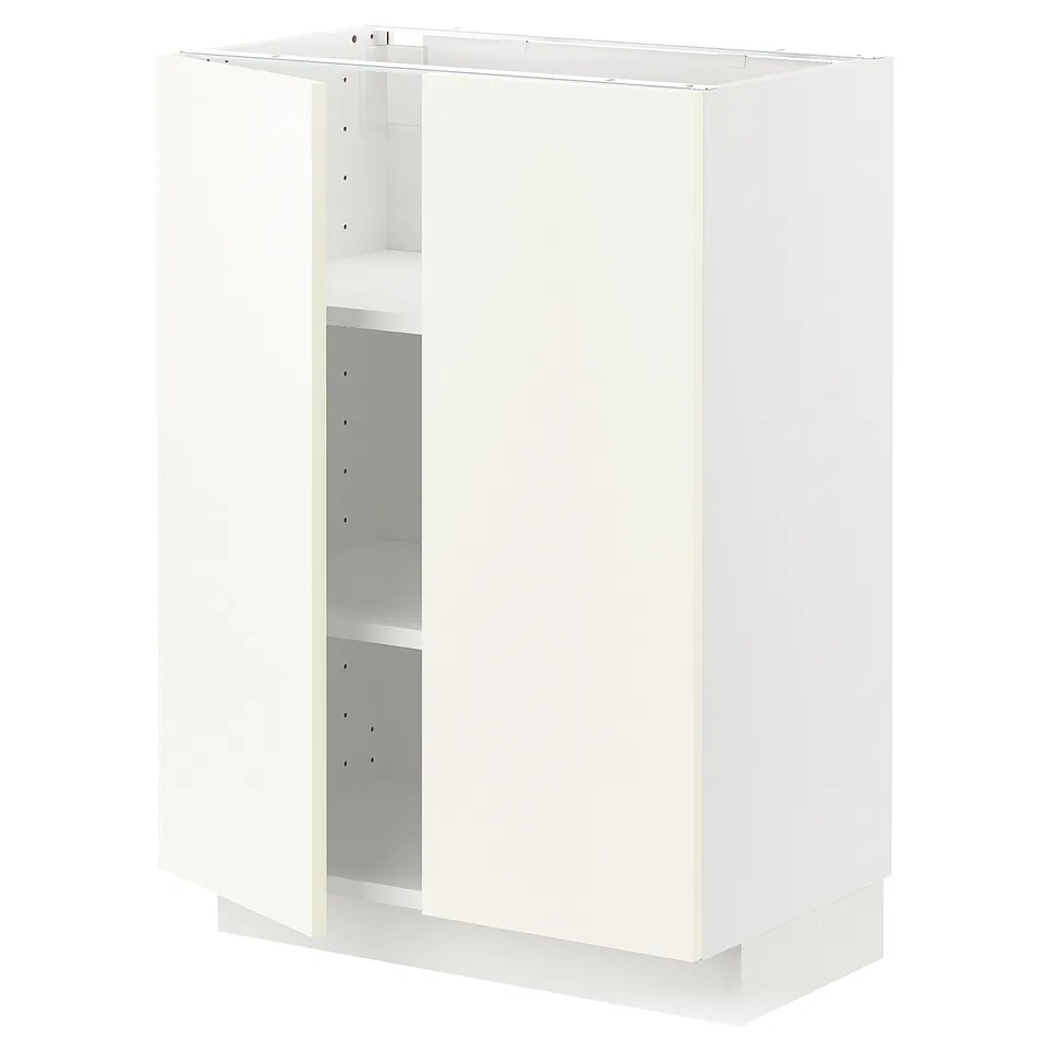 METOD kitchen cabinet in white with adjustable shelves.