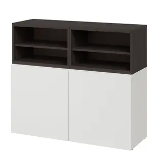BESTÅ Sideboard, black-brown/white/LAPPVIKEN white