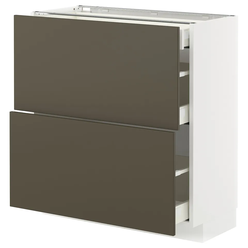 METOD kitchen cabinet in dark brown/beige, with two pull-out drawers, sleek design.