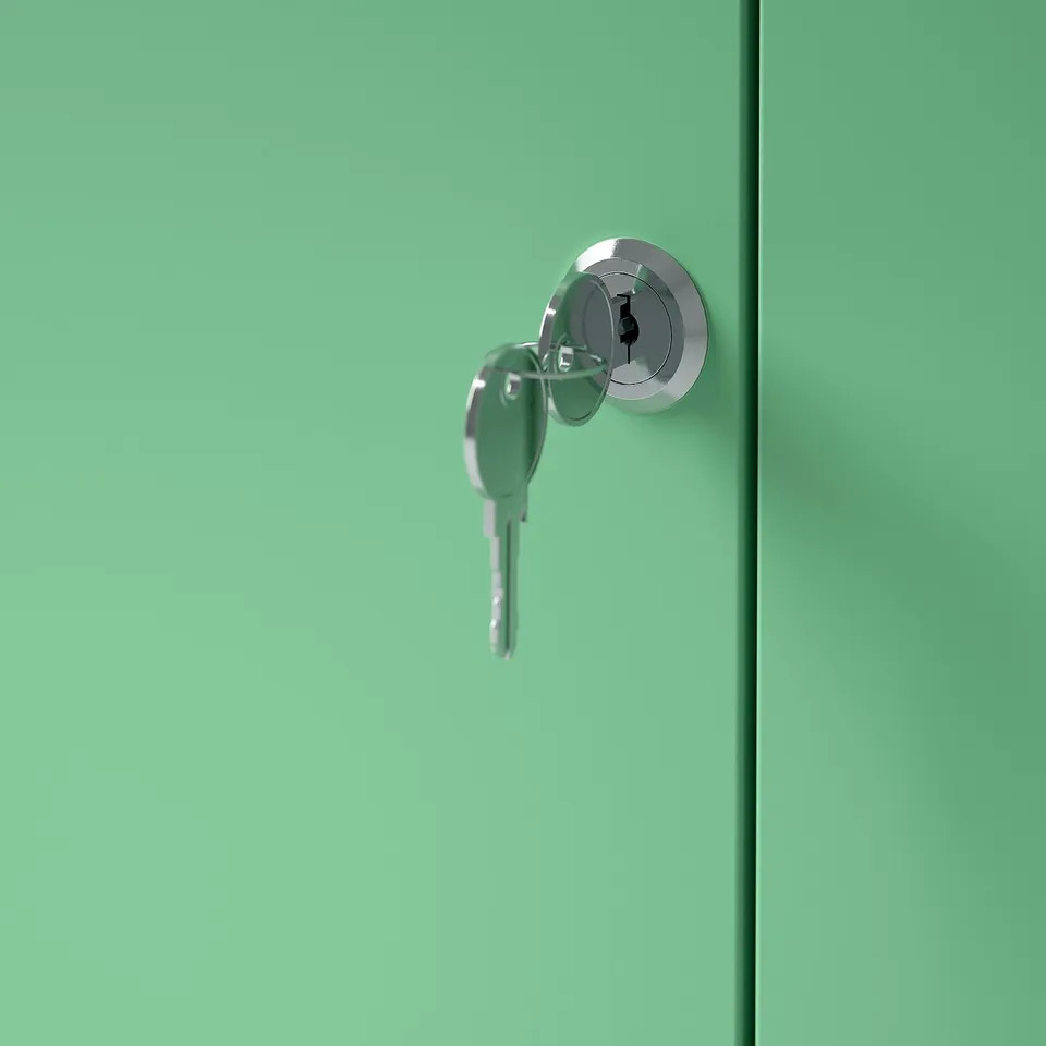 TROTTEN Cabinet with doors, light green, 70x35x110 cm