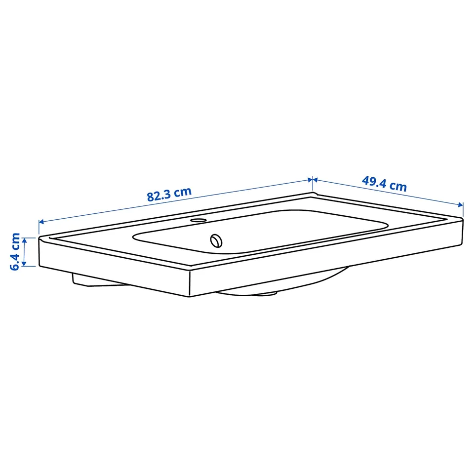 Illustration with measurements for the product: ORRSJÖN.