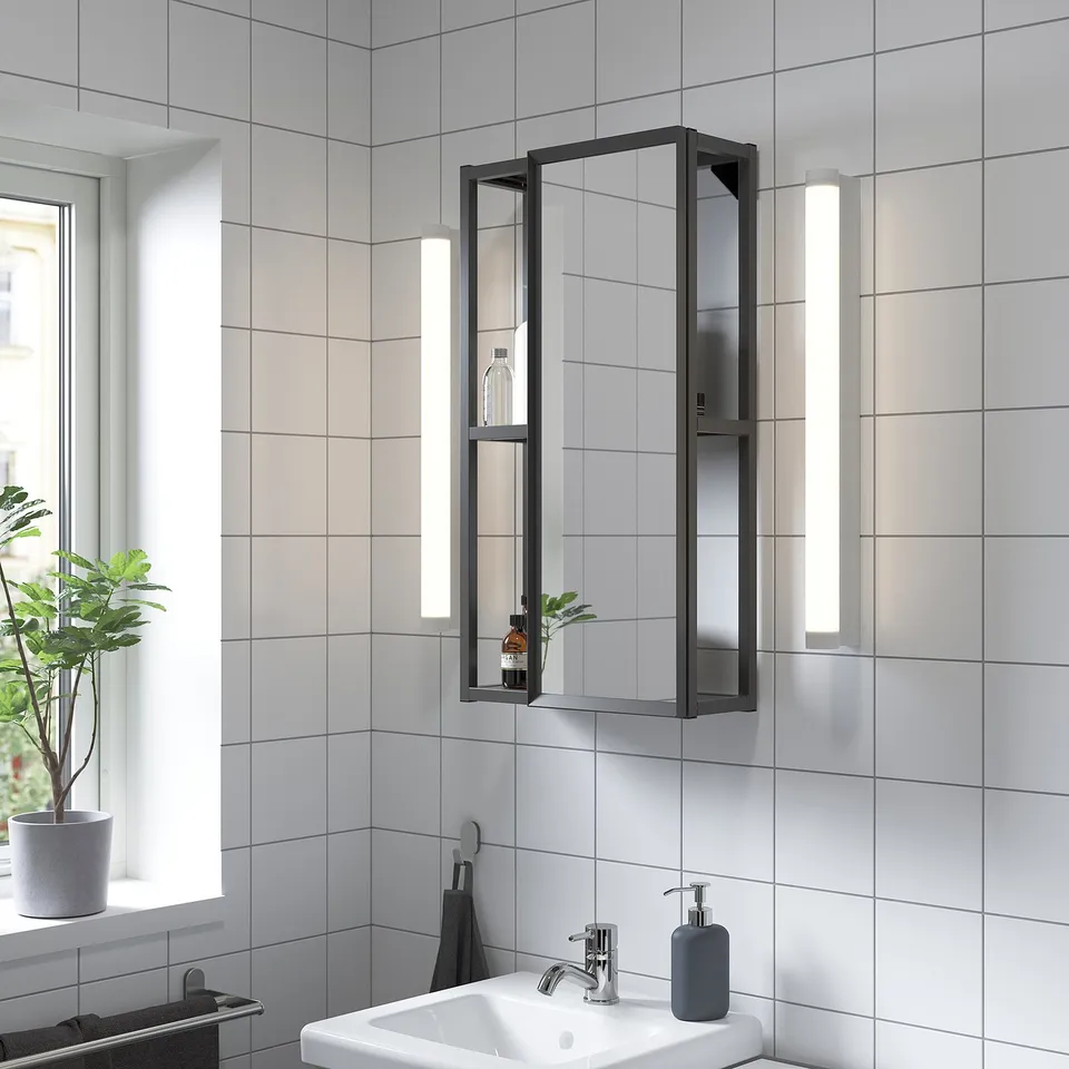 ENHET Mirror cabinet, anthracite, 40x17x75 cm