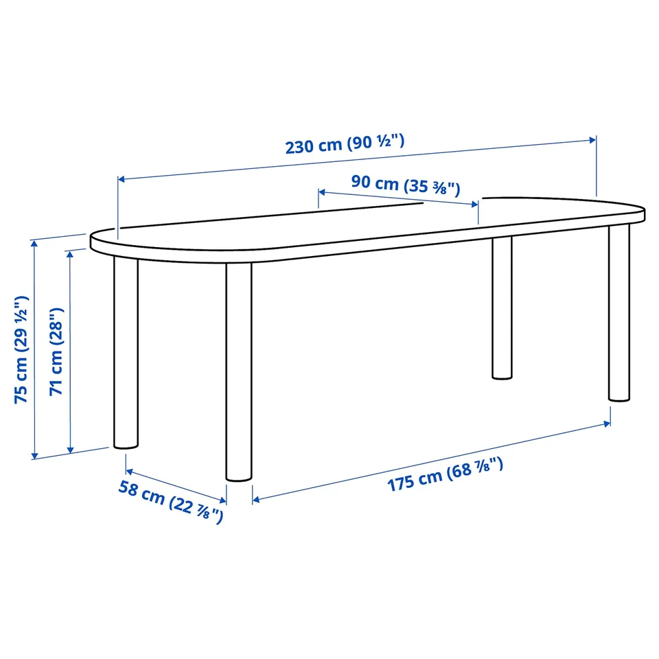 Illustration with measurements for the product: STOCKHOLM 2025.